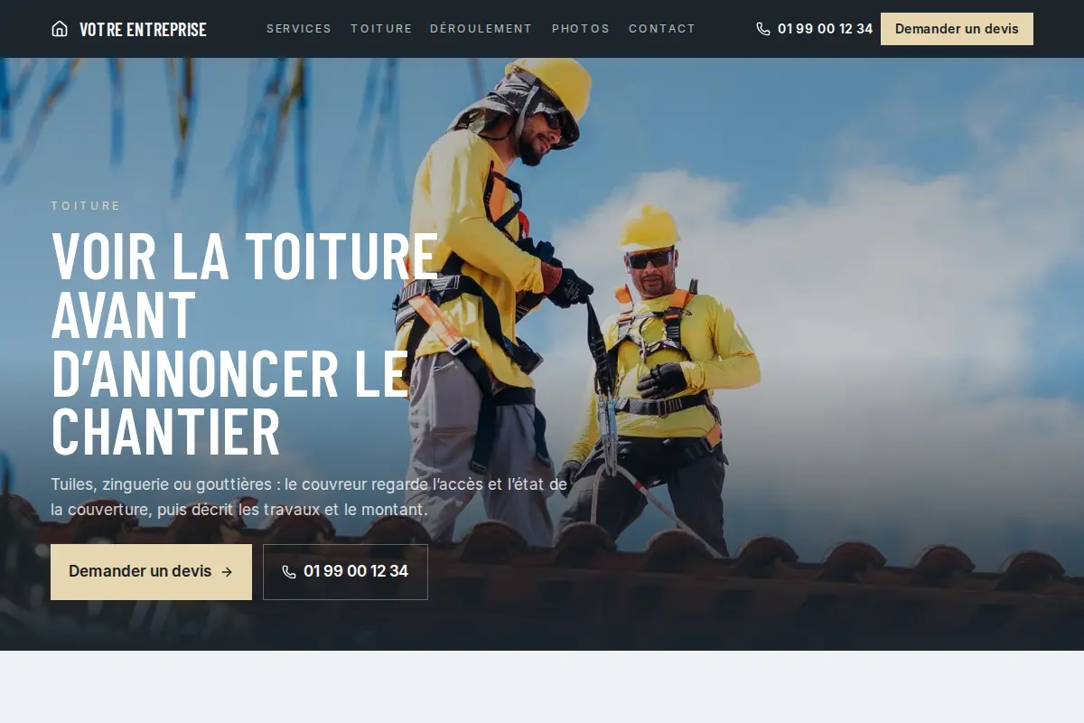 Aperçu du modèle Faîtage pour un couvreur
