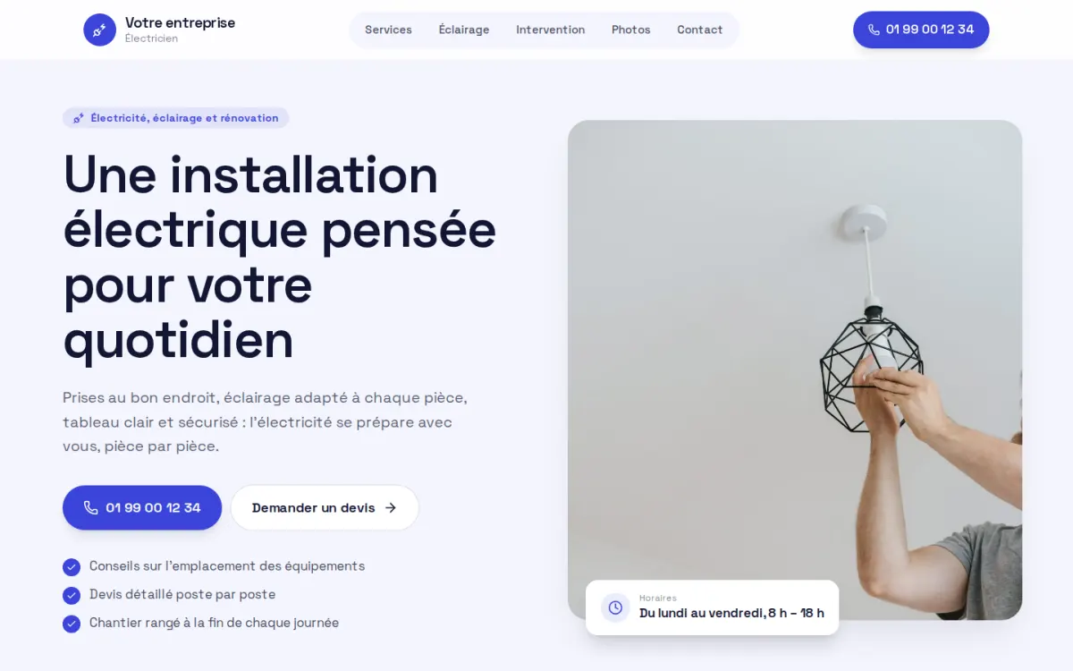 Aperçu du modèle Ligne pour un électricien