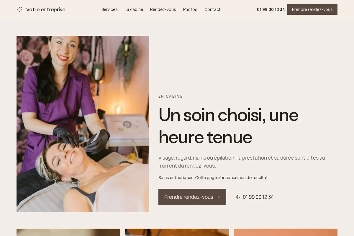 Aperçu du modèle Soin pour un institut de beauté