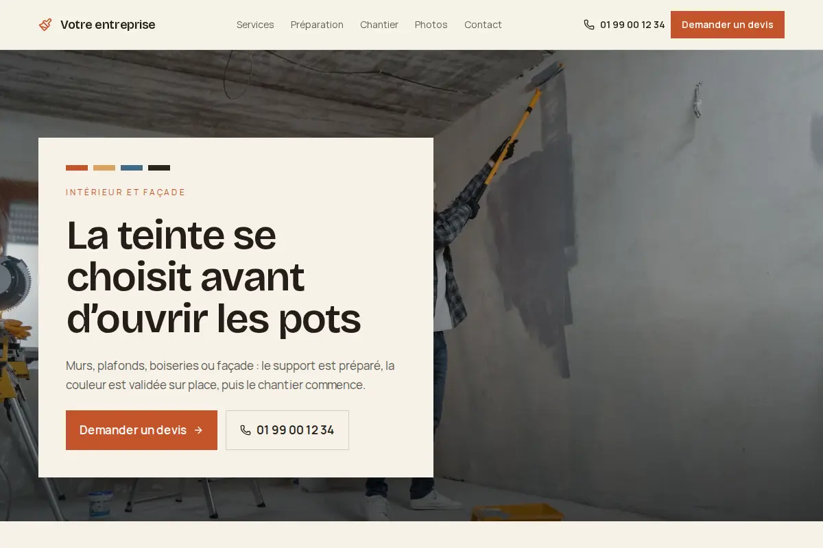 Aperçu du modèle Nuance pour un peintre en bâtiment
