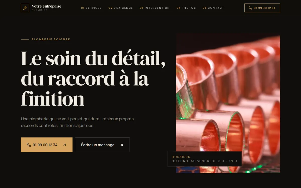 Aperçu du modèle Nuit pour un plombier