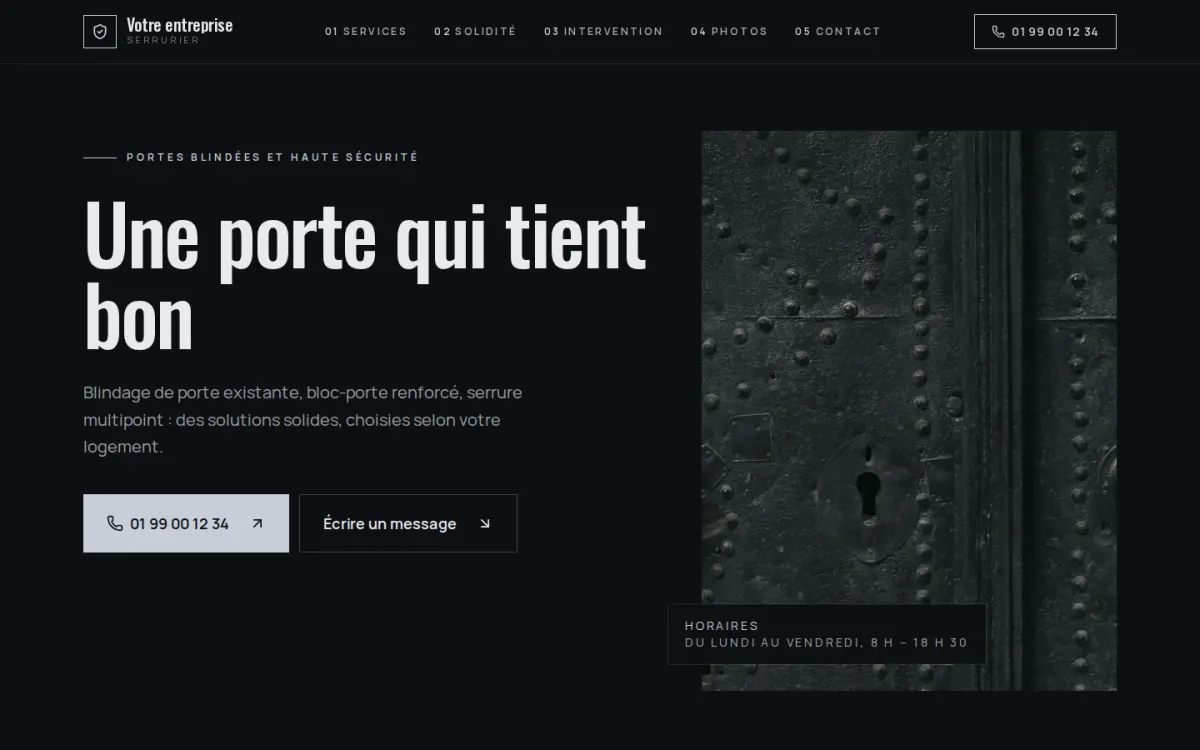 Aperçu du modèle Blindage pour un serrurier