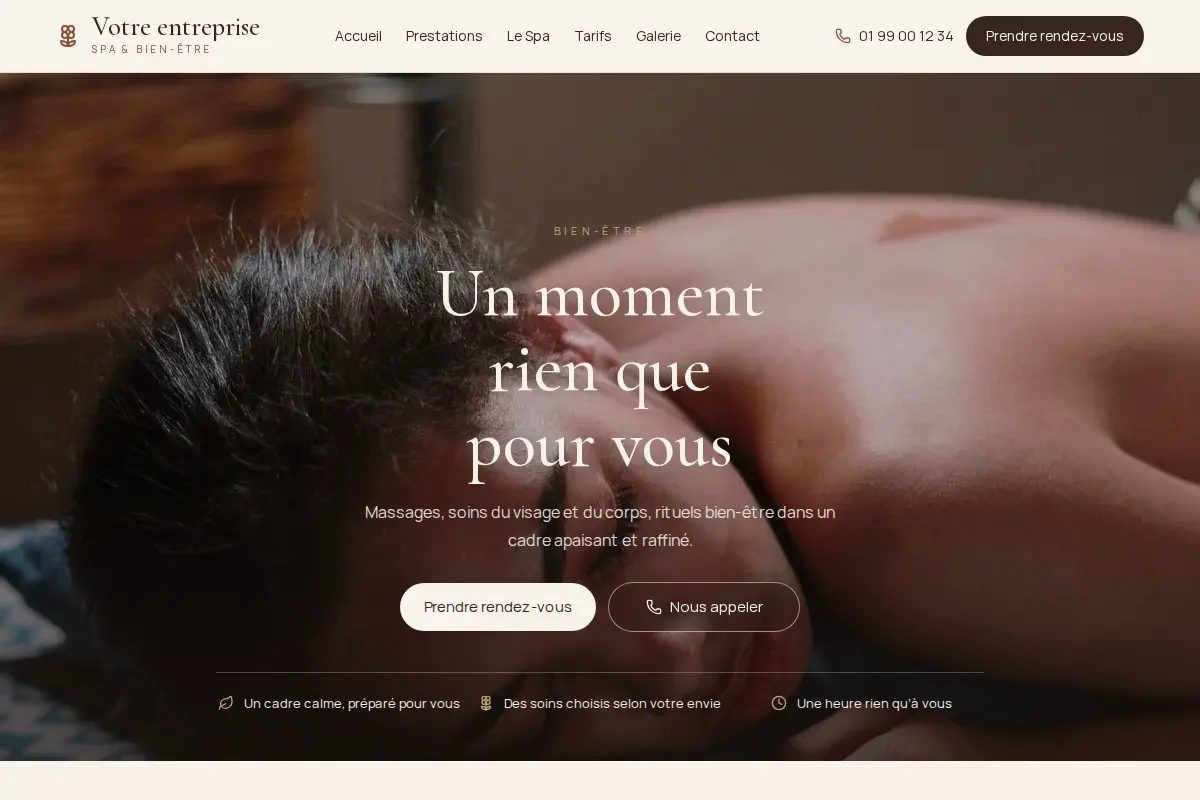 Aperçu du modèle Rituel pour un spa & bien-être